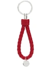 Bottega Veneta Intrecciato Leather Key Ring In Red