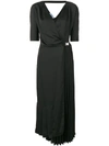 PRADA BUCKLE WRAP PLEATED DRESS