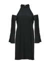 Pinko Ribbed Knit Midi Dress With Cut-out Shoulders In Black
