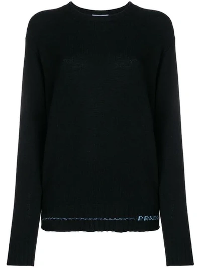 Prada Crewneck Long-sleeve Cashmere Sweater In F0002