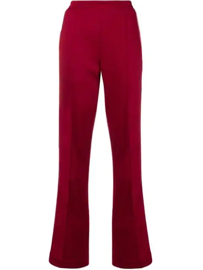 Moncler Side Stripe Cotton-blend Track Pants In Red