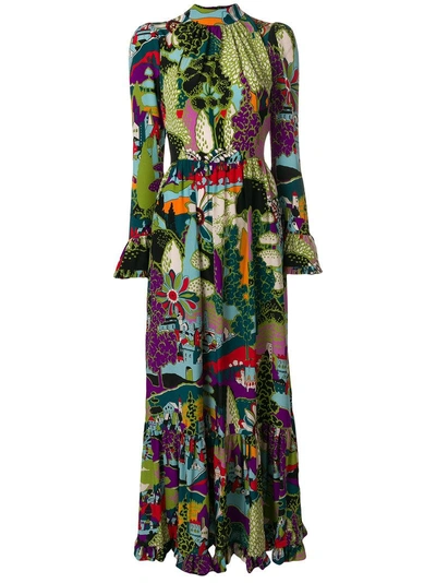 La Doublej Visconti Silk Maxi Dress In Multicolour