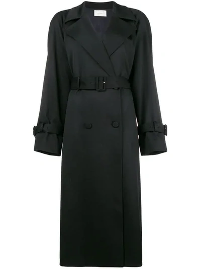 The Row Double Breasted Trench Coat In Black