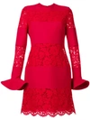 VALENTINO VALENTINO 蕾丝直筒连衣裙 - 红色