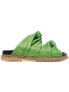 GANNI green Anoush knotted embossed leather slides