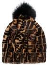 FENDI LOGO FUR BEANIE