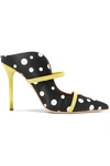 MALONE SOULIERS Maureen 100 polka-dot leather-trimmed faille mules