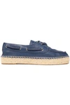 TORY BURCH TORY BURCH WOMAN LACE-UP LEATHER ESPADRILLES NAVY,3074457345618312074