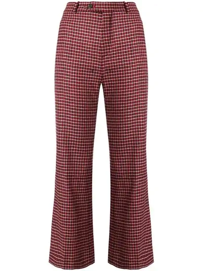 Chloé Checked Cropped Trousers In Red