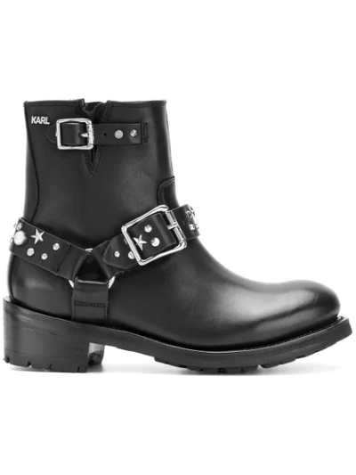 Karl Lagerfeld Studded Boots In Black