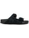 Rick Owens Black Birkenstock Edition Calf-hair Arizona Sandals In Black