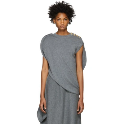 Jw Anderson Mid Grey Melange Circle Knit Top In Gray