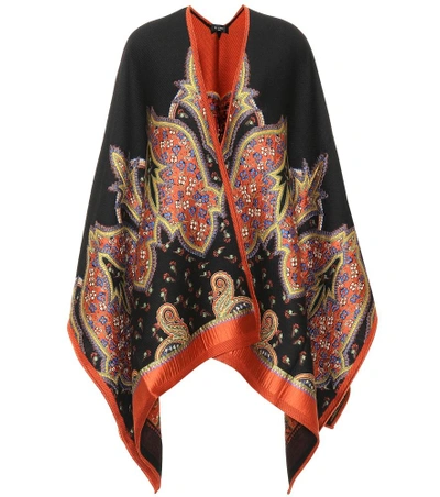 Etro Paisley And Floral-embroidered Cape In Black