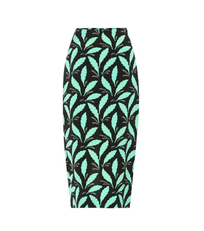 Diane Von Furstenberg Tailored Midi Pencil Silk-blend Skirt In Jade