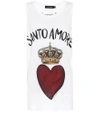 DOLCE & GABBANA SANTO AMORE COTTON TANK TOP,P00325735