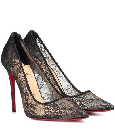 Christian Louboutin Follies Lace Red Sole Pumps In Black