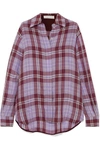 VICTORIA BECKHAM OVERSIZED CHECKED CRINKLED-TAFFETA SHIRT