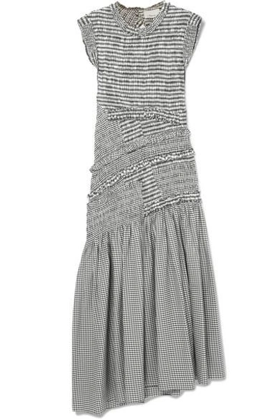 3.1 Phillip Lim / フィリップ リム Shirred Gingham Cotton-blend Midi Dress In Gray