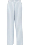 ASCENO STRIPED SILK-SATIN PAJAMA PANTS