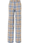 VICTORIA BECKHAM CHECKED WOOL AND MOHAIR-BLEND WIDE-LEG PANTS