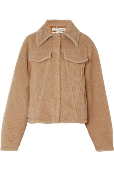 Off-white Bear Denim-trimmed Faux Shearling Jacket In Beige