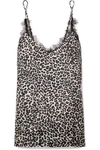 ANINE BING LACE-TRIMMED LEOPARD-PRINT SILK-CHARMEUSE CAMISOLE