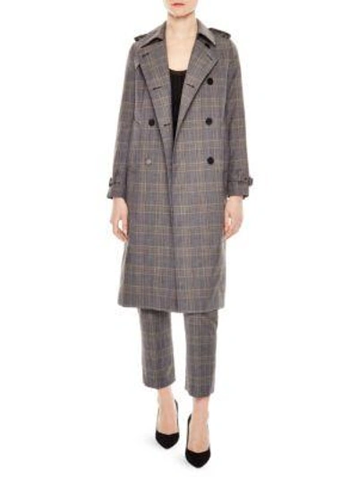 Sandro Checked-pattern Woven Coat In Storm