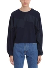 GOLDEN GOOSE GEMINI BLUE VIRGIN WOOL FRINGED BLOUSE,10646422