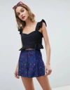 NEON ROSE SHORTS IN CHERRY PRINT - NAVY,NRTR301