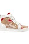 CHRISTIAN LOUBOUTIN LOUIS LEATHER AND LOGO-PRINT PVC trainers