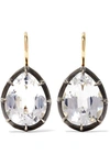 FRED LEIGHTON COLLECTION 18-KARAT GOLD, STERLING SILVER AND TOPAZ EARRINGS