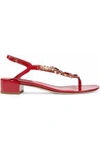 DOLCE & GABBANA WOMAN CRYSTAL-EMBELLISHED PATENT-LEATHER SANDALS RED,US 14693524283849338