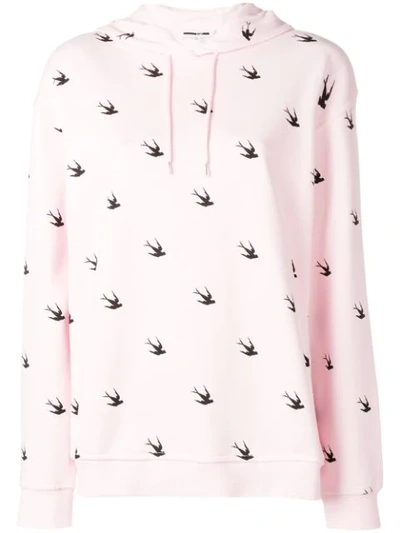 Mcq By Alexander Mcqueen Swallow Print Hoodie In Pink