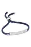 Monica Vinader Engravable Havana Friendship Bracelet In Silver/ Navy Blue