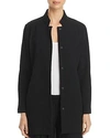 Eileen Fisher Stand-collar Gridded Topper Jacket, Black, Petite In Black