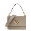 FENDI KAN I TAUPE LEATHER SHOULDER BAG