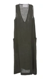 ASCENO V-NECK LINEN SHIFT DRESS,2012MO