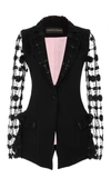 CHRISTIAN SIRIANO FLORAL SEQUIN SINGLE BUTTON BLAZER,R19-18103B