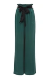 ASCENO PAPERBAG WIDE-LEG SILK-SATIN PAJAMA PANT,688631