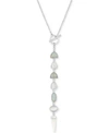 LUCKY BRAND SILVER-TONE STONE 23" LARIAT NECKLACE