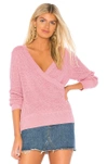 CALLAHAN CALLAHAN X REVOLVE WAFFLE DEEP WRAP SWEATER IN PINK.,CAHN-WK58