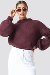 NA-KD BALLOON SLEEVE KNITTED SWEATER TEST - RED