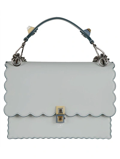 Fendi Small Kan I Scalloped Leather Bag In Grey