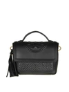 TORY BURCH "FLEMING SATCHEL" IN BLACK COLOR LEATHER,10647138