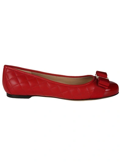 Ferragamo Women's Leather Ballet Flats Ballerinas  Varina In Red