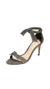 Alexandre Birman Clarita Mid-heel Metallic Evening Fabric Sandals In Stellar