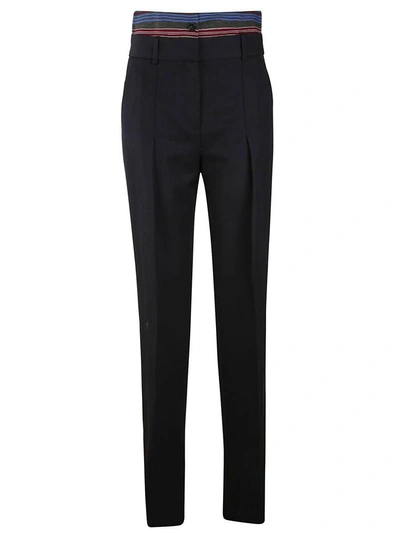 Victoria Beckham Double Waistband Trousers In Blue