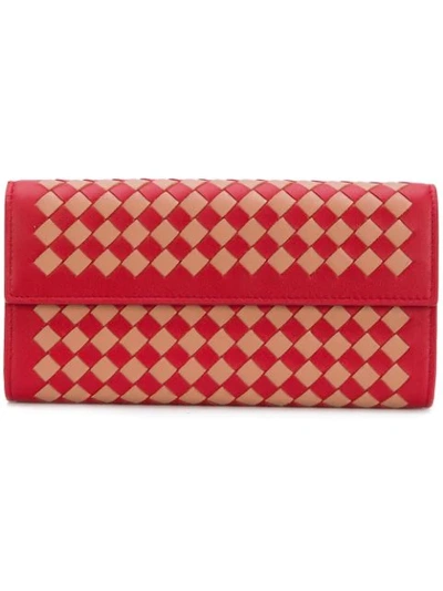 Bottega Veneta Intrecciato Continental Wallet In Red