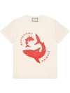 Gucci Oversize T-shirt With Sharks Print In Red
