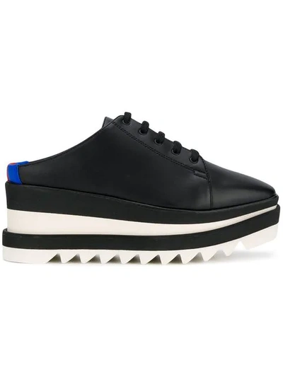 Stella Mccartney Sneak-elyse Platform Wedge Sneaker Mules In Black